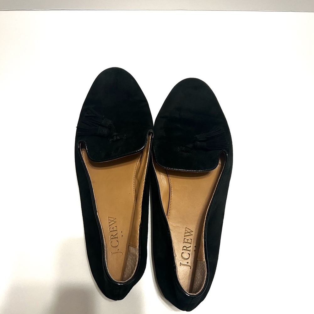 J. Crew factory Cora black suede tassel loafer flats size 7